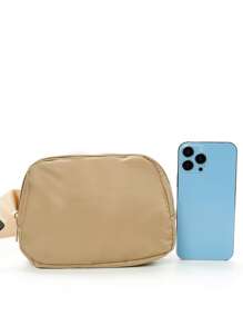 尼龙运动腰包/斜挎包，可装手机，适合跑步、徒步、骑行、健身等运动，时尚休闲简约设计，男女通用，适合学生使用。