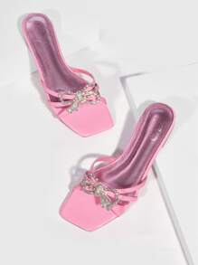 Phụ nữ Giày dép Ngày lễ tình nhân Pha lê & Trang trí Bow Dép xăng đan - Hồng - Xem 6