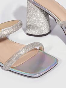 CUCCOO SZL 女鞋鑲嵌裝飾雕塑跟涼鞋，華麗人造皮革拖鞋，適用於春夏度假鞋夏季大促