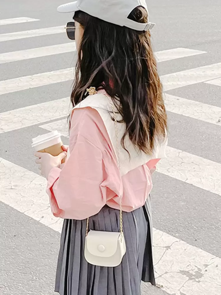 1 chiếc túi đeo vai bằng da PU thời trang cho trẻ em, túi xách nhỏ xinh xắn cho bé gái, túi đeo chéo công chúa dễ thương - trắng - Xem 3