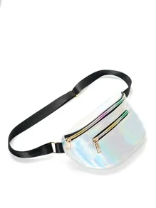 Bolso bandolera Riñonera pequeño Cangurera holográfico - Plateado - Ver 1