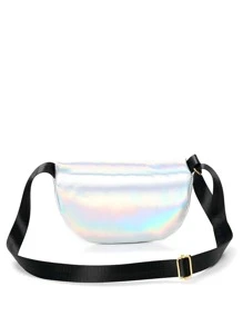 Bolso bandolera Riñonera pequeño Cangurera holográfico - Plateado - Ver 3
