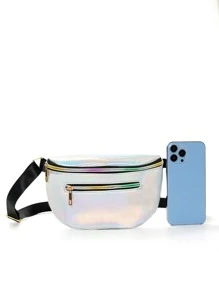 Bolso bandolera Riñonera pequeño Cangurera holográfico - Plateado - Ver 4