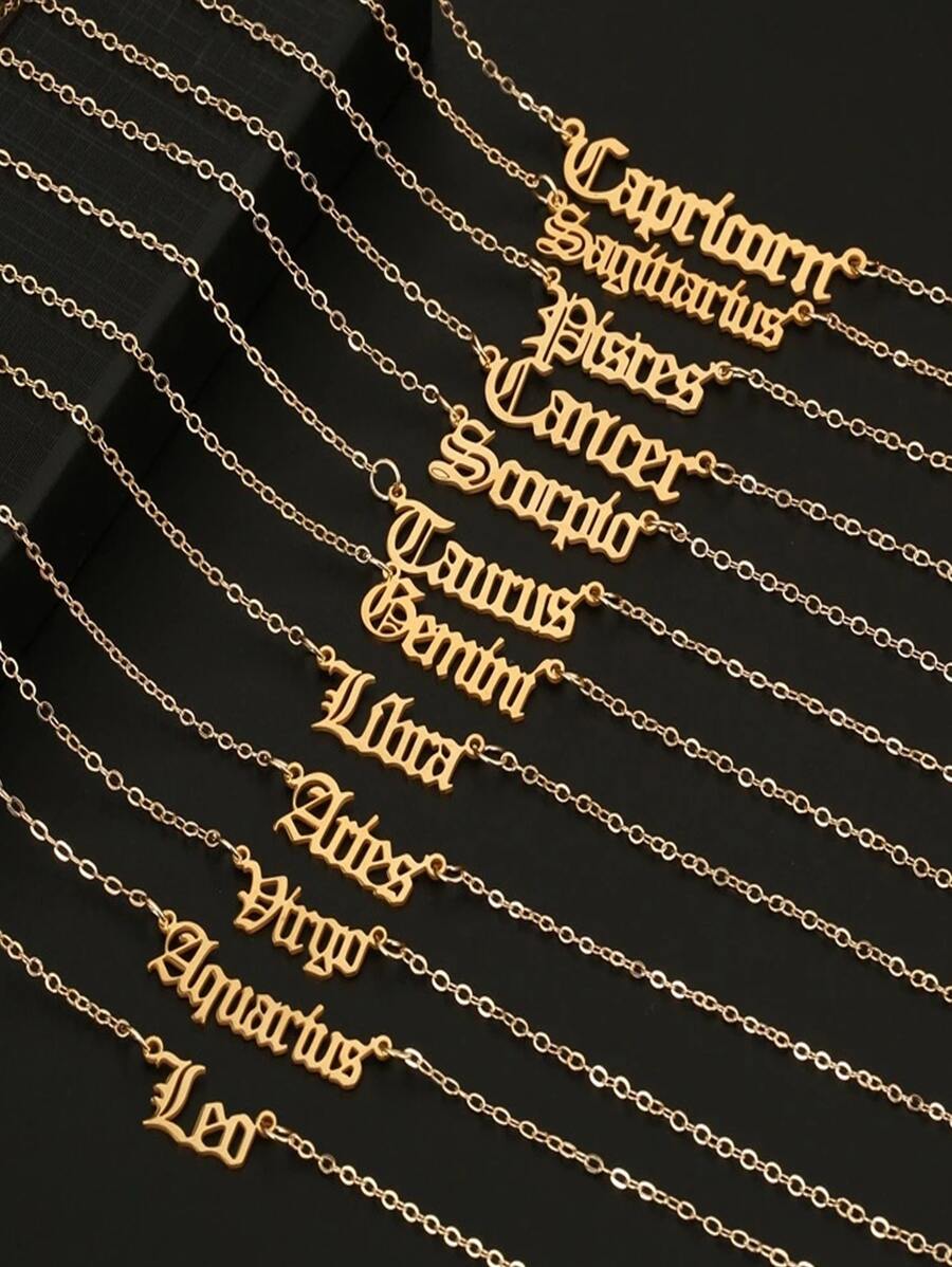 1入組時尚白羊座字母吊墜項鍊適用於女士適用於禮品