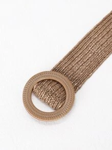 圓扣草編腰帶 - 棕色 - 查看 3