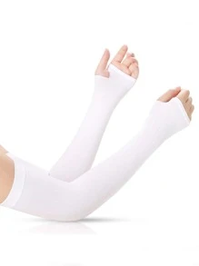 1雙素色長款露指手套 - 彩色 - 查看 2