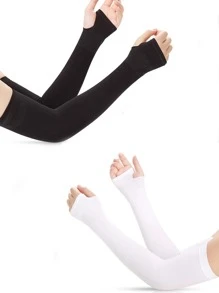 1雙素色長款露指手套 - 彩色 - 查看 1