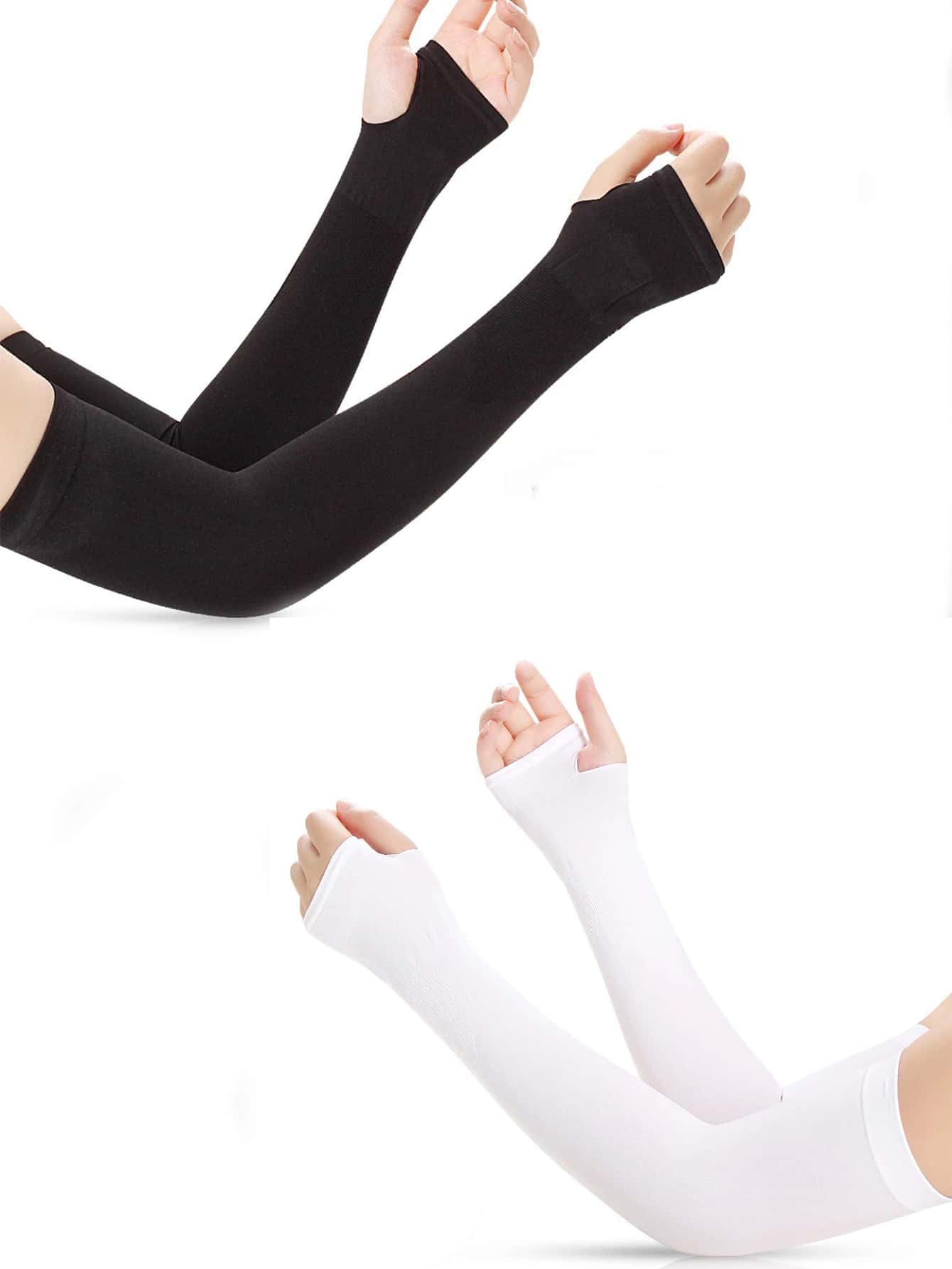 1雙素色長款露指手套 - 彩色 - 查看 1