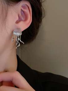 1pair Fashion Scaleph Design Stud Earrings For Women For Daily Decoration - Clear - View 2