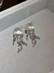 1pair Fashion Scaleph Design Stud Earrings For Women For Daily Decoration - Clear - View 3