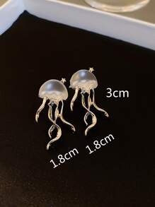 1pair Fashion Scaleph Design Stud Earrings For Women For Daily Decoration - Clear - View 6