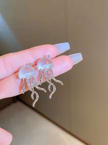 1pair Fashion Scaleph Design Stud Earrings For Women For Daily Decoration - Clear - View 7