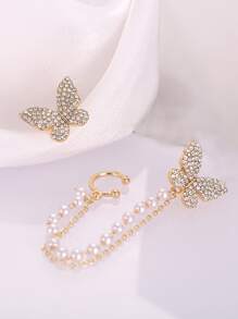 17KM 1 Đôi Quyến Rũ Đính Hạt Đá Bông Tai Bướm Quyến Rũ Dành Cho Nữ Làm Quà Tặng - Vàng - Xem 2