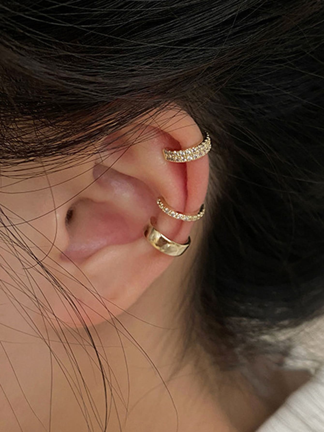 17KM مشبك أذن براقة زخرفة مكعب زركونيا الى الزخرفة اليومية 3قطعات/طقم انساء