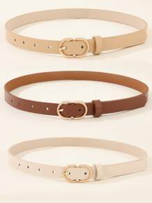 3入組女士日常生活用橢圓形搭扣腰帶 - 彩色 - 查看 2