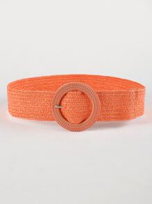 1 件女士波西米亚风格弹性编织草编腰带，适合连衣裙、沙滩装 - 橘色 - 查看 3