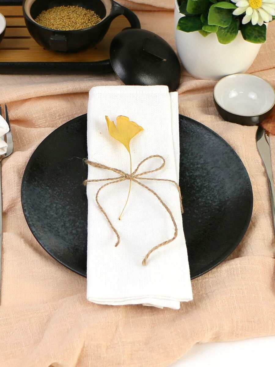 1入組花朵裝飾餐巾 - 白色 - 查看 1