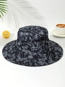 1pc Women Camo Pattern Fashionable Bucket Hat For Outdoor Travel - Navy Blue - View 1