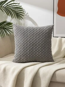 1pc Corduroy Bead Filled Bohemian Style Throw Pillow Cover, Suitable For Living Room And Bedroom Decor, All Season - Light Grey - View 3