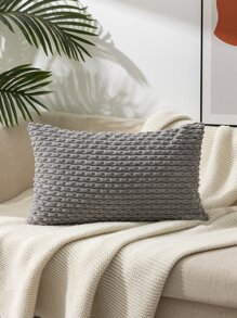 1pc Corduroy Bead Filled Bohemian Style Throw Pillow Cover, Suitable For Living Room And Bedroom Decor, All Season - Light Grey - View 4