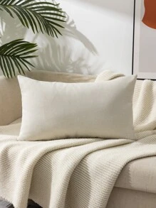 1入組纖維靠墊套現代主義素色裝飾抱枕套沙發無填充物四季皆宜 - 米色 - 查看 6
