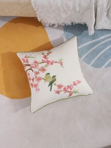 1入組梭織織物靠墊套現代主義花鳥刺繡裝飾抱枕套沙發無填充物四季皆宜 - 彩色 - 查看 5