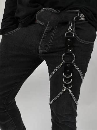 1 st. nitade dekorationer för män, punkbyxkedja, för fest, halloween, för att gå ut, outfit, bröllopsfest och som present, halloween-tillbehör, halloween-kostymer, höst-vintertillbehör, halloween-kostym, lämplig för tonåringar, ungdomar, män, vardagskläder, utomhus, atletisk, semester, examenspresenter, födelsedag, vardagskläder