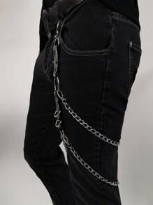 1pc Men Studded Decor Punk Pants Chain, For Party Halloween For Going Out Outfit Wedding Party And For Gift Halloween Accessories, Halloween Costumes Autumn-Winter Accessories Halloween Costume,Suitable For Teens, Youth,Men,Casual, Outdoor, Athletic, Vacation, Graduation Gifts, Birthday, Daily Wear - Black - View 2