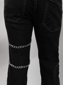 1pc Men Studded Decor Punk Pants Chain, For Party Halloween For Going Out Outfit Wedding Party And For Gift Halloween Accessories, Halloween Costumes Autumn-Winter Accessories Halloween Costume,Suitable For Teens, Youth,Men,Casual, Outdoor, Athletic, Vacation, Graduation Gifts, Birthday, Daily Wear - Black - View 3