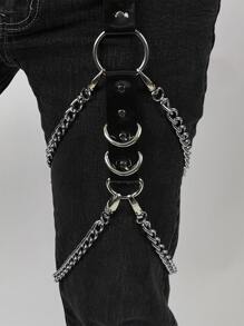 1pc Men Studded Decor Punk Pants Chain, For Party Halloween For Going Out Outfit Wedding Party And For Gift Halloween Accessories, Halloween Costumes Autumn-Winter Accessories Halloween Costume,Suitable For Teens, Youth,Men,Casual, Outdoor, Athletic, Vacation, Graduation Gifts, Birthday, Daily Wear - Black - View 4