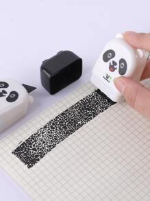 1 Con Lăn Thiết Kế Gấu Trúc, Tem Đa Năng Dễ Thương Cho Học Sinh - màu đen - Xem 2