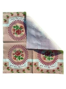 20pcs Paper Disposable Napkin, Modern Flower Print Disposable Napkin For Party - Dusty Pink - View 4