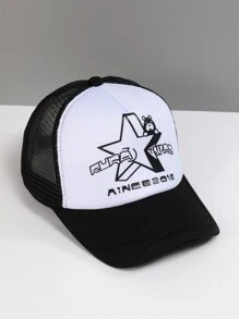 1pc Printed Star Bear Fashionable Mesh Breathable Sun Protection Baseball Cap For Women, Spring & Summer Street - Black - View 1