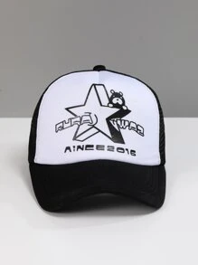 1pc Printed Star Bear Fashionable Mesh Breathable Sun Protection Baseball Cap For Women, Spring & Summer Street - Black - View 3