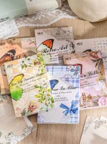 CANDY POETRY 60張花卉和字母圖形材料紙浪漫多用途裝飾牛皮紙適合在家DIY工藝繪畫裝飾 - 彩色 - 查看 5