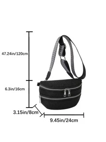 Cangurera con diseño de tachuela con monedero punk - Negro - Ver 3