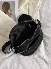 Cangurera con diseño de tachuela con monedero punk - Negro - Ver 4