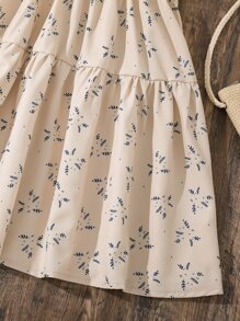 女孩碎花荷葉袖洋裝 - 淺粉色 - 查看 5