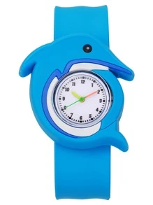 卡通手表，节日礼物手表，动漫学生手表，海洋动物系列石英表 - 藍色 - 查看 2