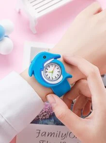 卡通手表，节日礼物手表，动漫学生手表，海洋动物系列石英表 - 藍色 - 查看 3