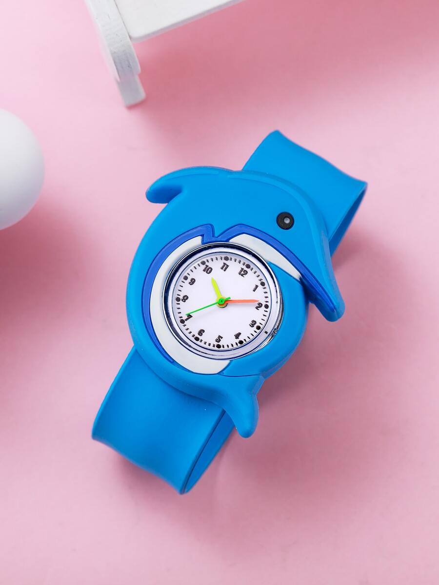 卡通手表，节日礼物手表，动漫学生手表，海洋动物系列石英表 - 藍色 - 查看 1