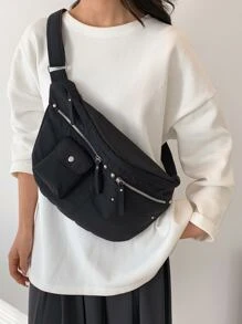 極簡腰包大碼黑色