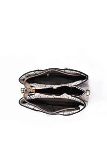 时尚通勤风格水桶包，带拉链和吊坠，大容量女士商务手提包，采用 PU 皮革制成，1 件，多种颜色。适合女孩、女性、新专业人士和办公室工作人员，非常适合工作、商务和通勤。 - 彩色 - 查看 7