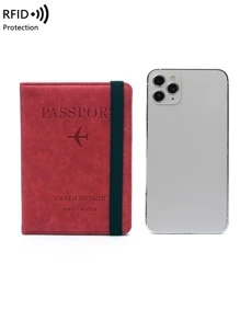 CHARM INFINITE 字母圖案護照套配行李牌 - 紅色 - 查看 4