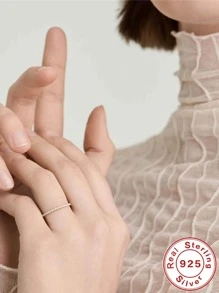 Laboratory-created Moissanite Decor Silver Wedding Band - Gold - View 4