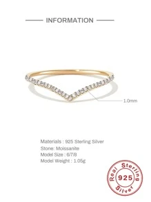 Laboratory-created Moissanite Decor Silver Wedding Band - Gold - View 4