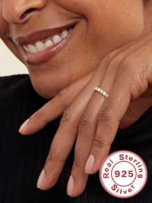 phòng thí nghiệm -tạo ra Moissanite Trang trí Màu bạc Ban nhạc đám cưới Hôn ước Trang sức cô dâu - Vàng - Xem 3