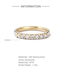 phòng thí nghiệm -tạo ra Moissanite Trang trí Màu bạc Ban nhạc đám cưới Hôn ước Trang sức cô dâu - Vàng - Xem 4