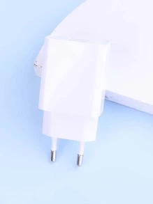 EU Standard Dual USB Charger Adapter, 5V 2A Charger Plug, Dual Port Power Adapter, Mobile Phone Charger Head - White - View 2