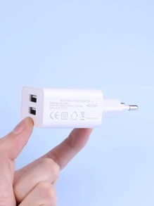 EU Standard Dual USB Charger Adapter, 5V 2A Charger Plug, Dual Port Power Adapter, Mobile Phone Charger Head - White - View 6